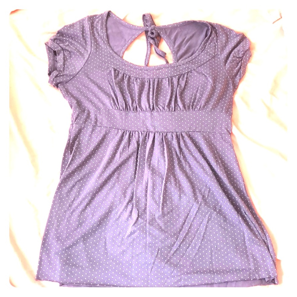 Purple w/ White Polka Dot Top, Size L - Picture 3 of 5